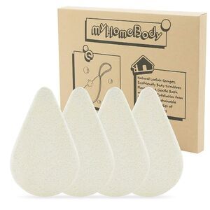 Set of 4 Loofah Foot Scrubber, Body Rough, Dirty, Calloused Skin, Natural Sponge